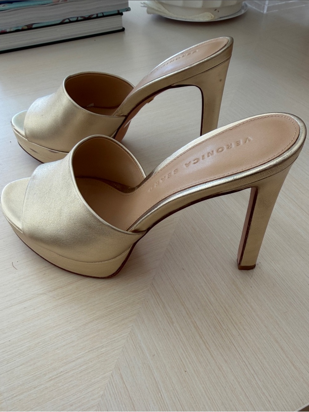 Veronica Beard Metallic Vero Cuoio Gold  Heels